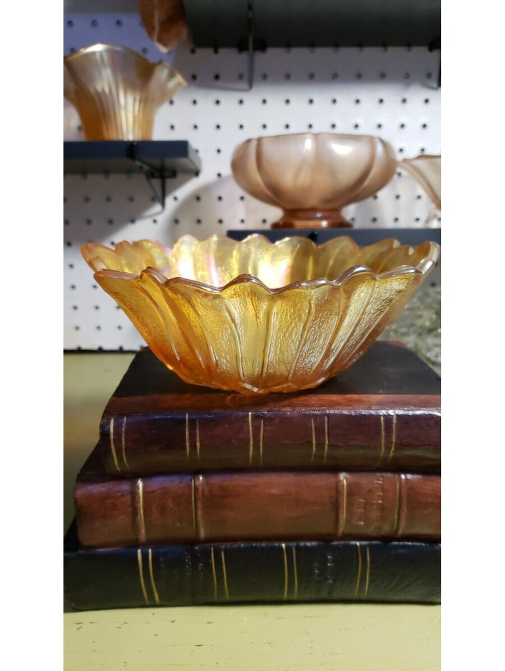 Indiana Marigold Carnival Glass Sunflower Bowl 6" Iridescent